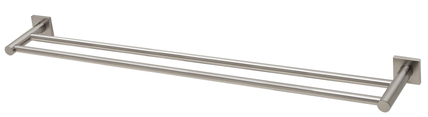 RS812 BN Radii Double Towel Rail 800mm Square Plate Image of TowelRail Double Phoenix Radii 800 SquarePlate