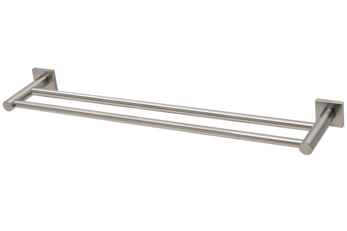 RS813 BN Radii Double Towel Rail 600mm Square Plate Image of TowelRail Double Phoenix Radii 600 SquarePlate