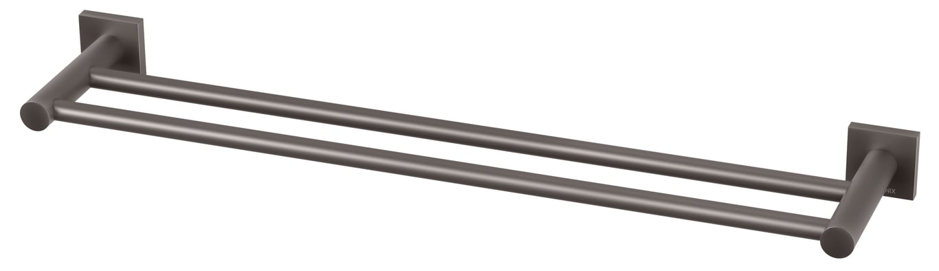 RS813 GM Radii Doudble Towel Rail 600mm Square Plate Image of TowelRail Double Phoenix Radii 600 SquarePlate