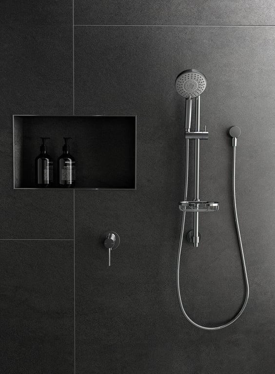 V686CHR Phoenix Vivid Premium Rail Shower Lifestyle RGB Image of Shower Rail Phoenix Vivid Premium