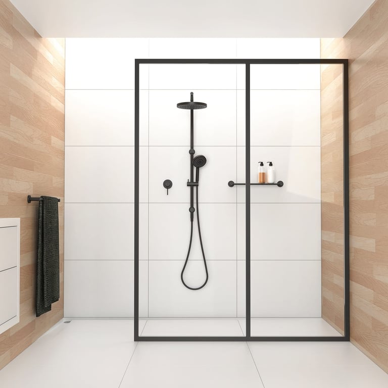 V726MB VS780MB Phoenix Vivid Twin Shower and Vivid Slimline Shower Mixer Lifestyle Square RGB Image of Shower Twin Phoenix Vivid
