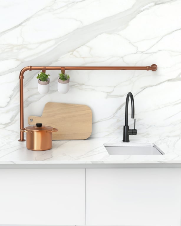 VS735MB Phoenix Vivid Slimline Sink Mixer 220mm Gooseneck Lifestyle RGB Image of Mixer Sink Phoenix VividSlimline Gooseneck