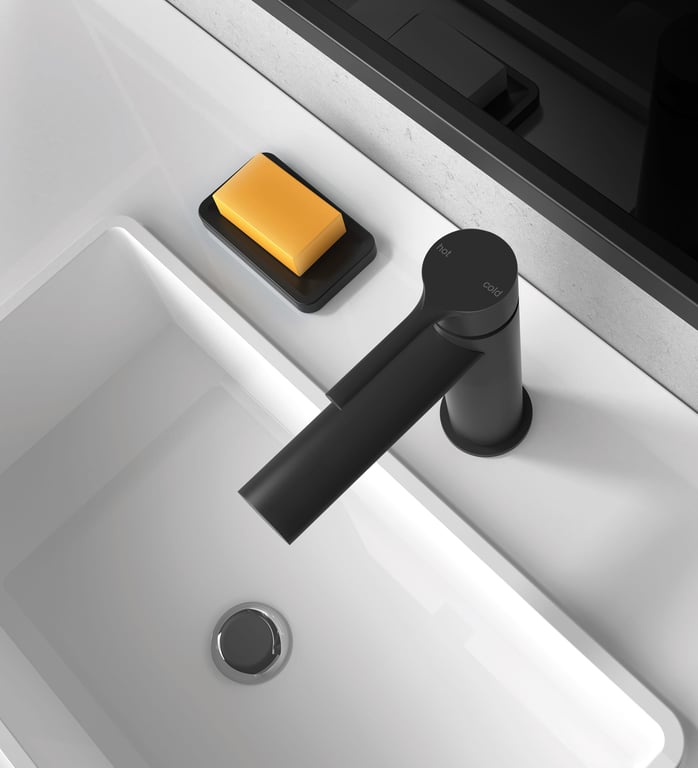 VV770MB Phoenix Vivid Slimline Oval Basin Mixer Hero RGB Image of Mixer Basin Phoenix VividSlimlineOval