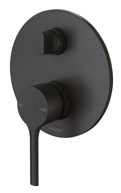 VV791 MB Vivid Slimline Oval Shower Bath Diverter Mixer Image of MixerTap Wall Phoenix VividSlimlineOval Diverter