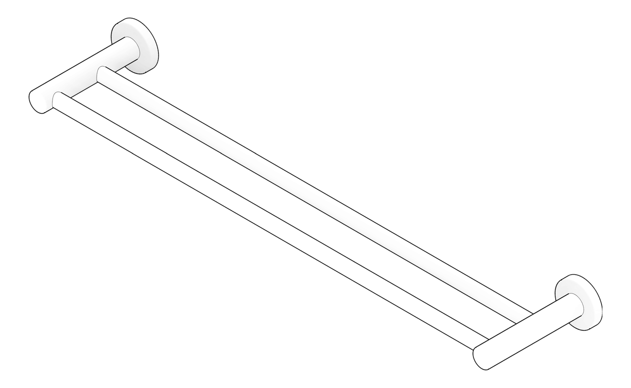 3D Documentation Image of TowelRail Double Phoenix Radii 600 RoundPlate