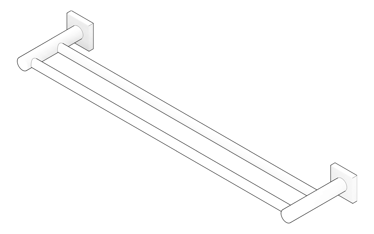 3D Documentation Image of TowelRail Double Phoenix Radii 600 SquarePlate