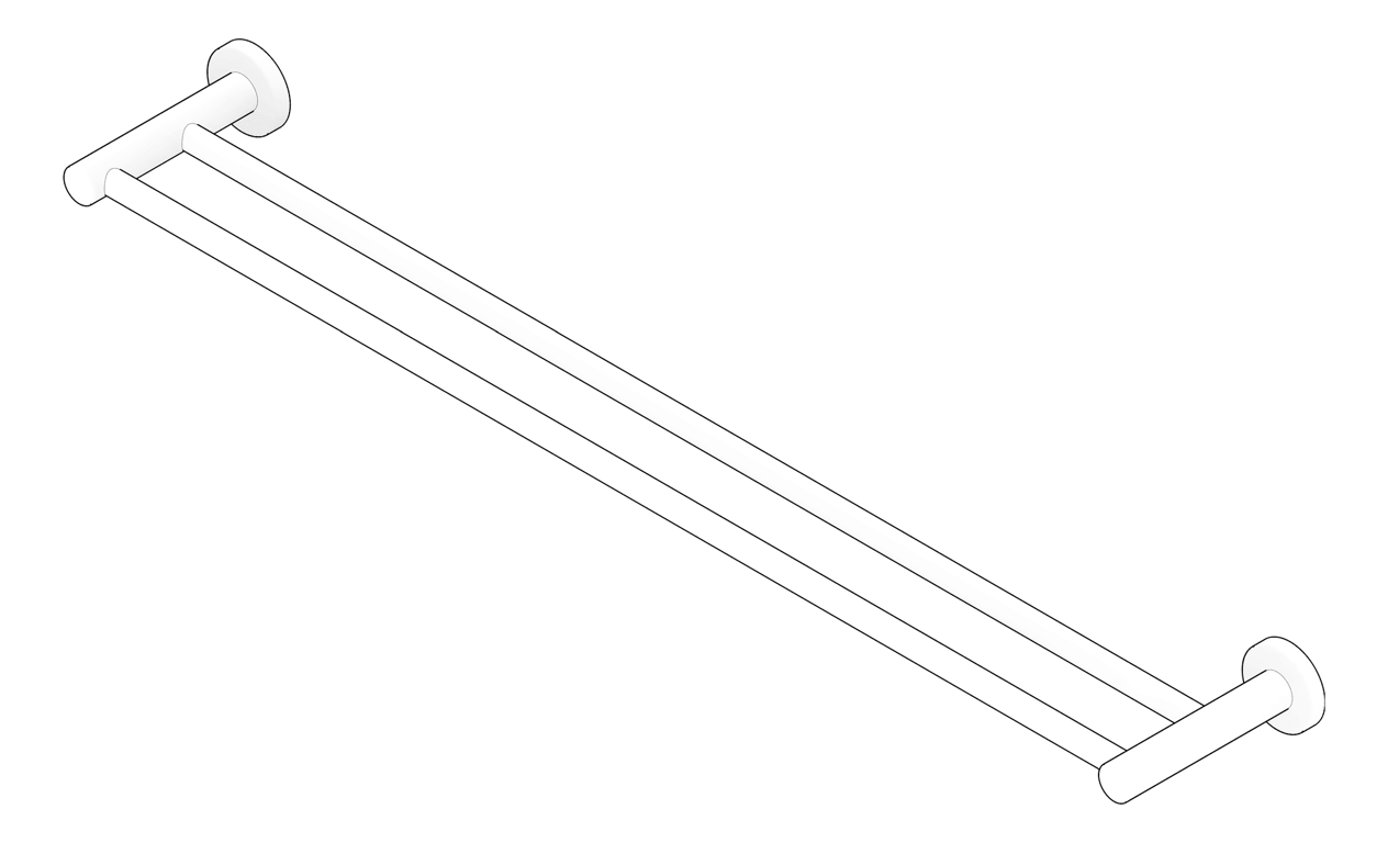 3D Documentation Image of TowelRail Double Phoenix Radii 800 RoundPlate