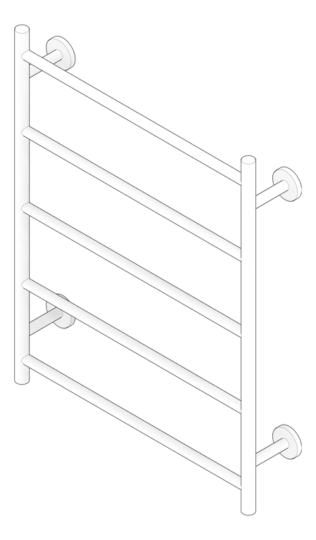 3D Documentation Image of TowelRail Ladder Phoenix Radii 550 RoundPlate
