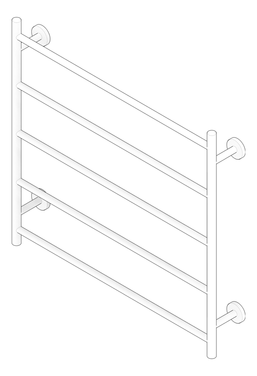 3D Documentation Image of TowelRail Ladder Phoenix Radii 750 RoundPlate