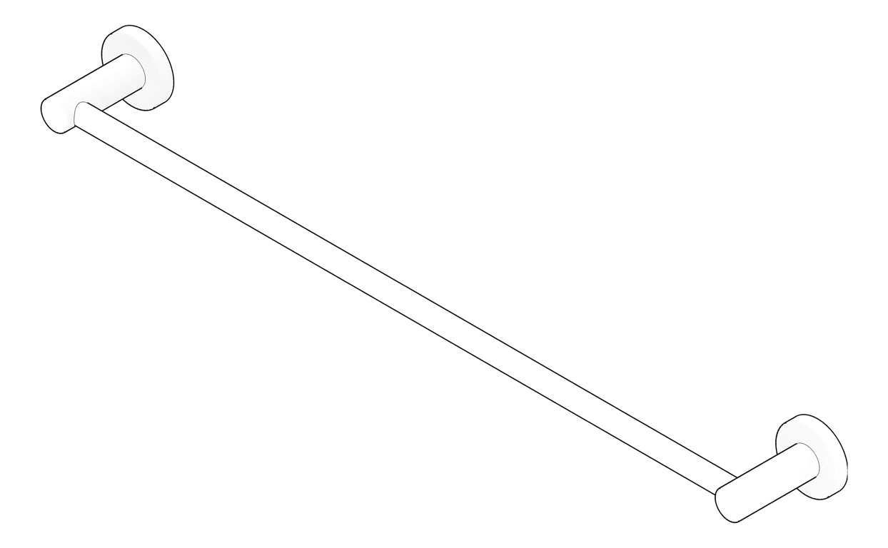 3D Documentation Image of TowelRail Single Phoenix Radii 600 RoundPlate