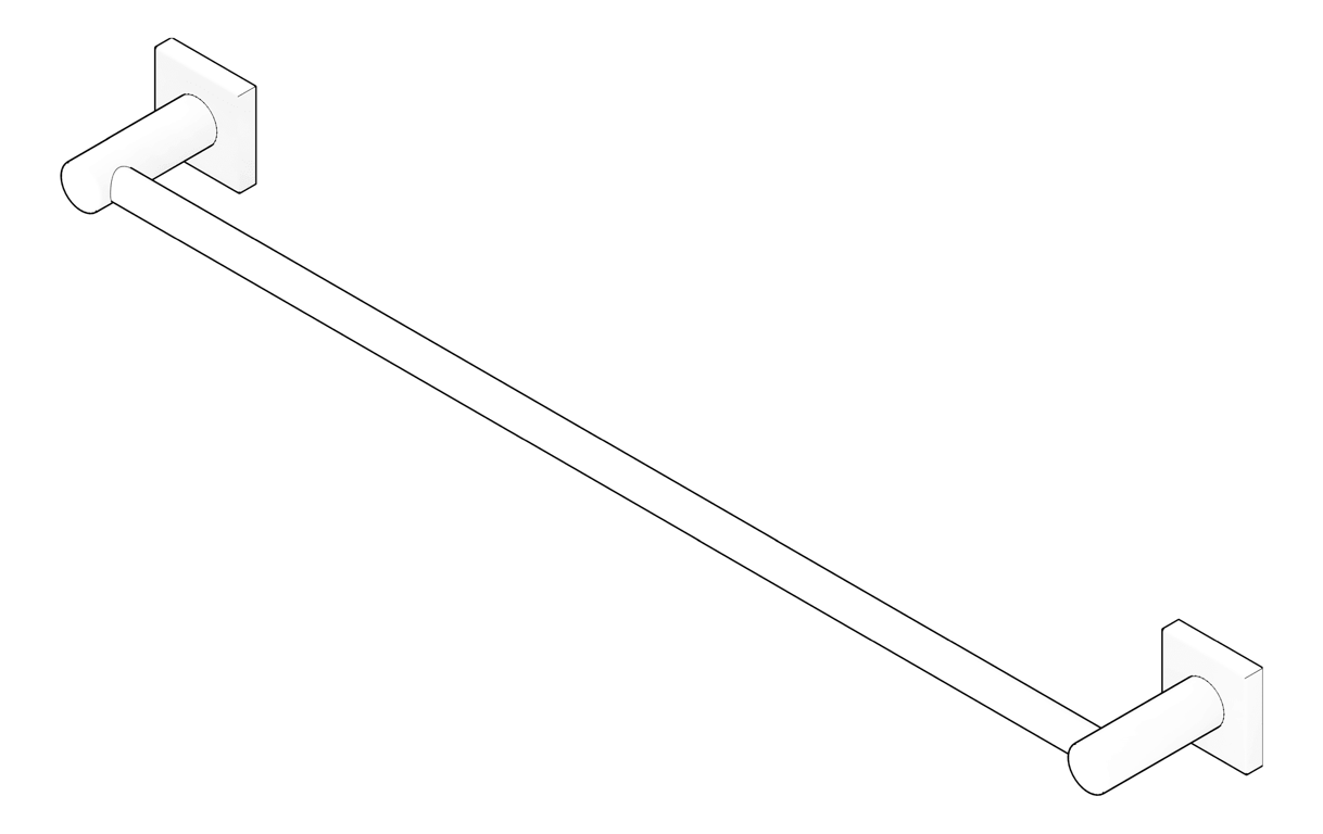 3D Documentation Image of TowelRail Single Phoenix Radii 600 SquarePlate