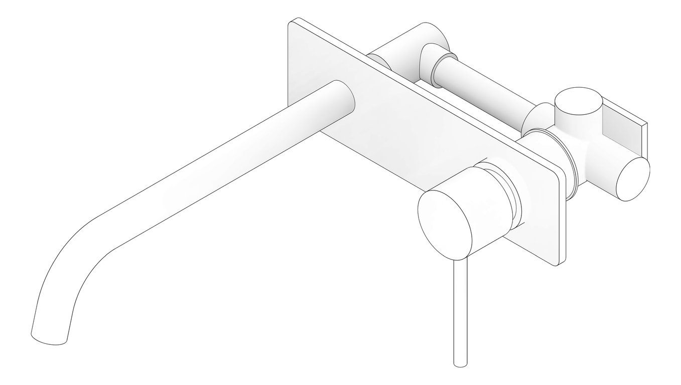 3D Documentation Image of MixerSet Wall Phoenix VividSlimline Bath 230mm