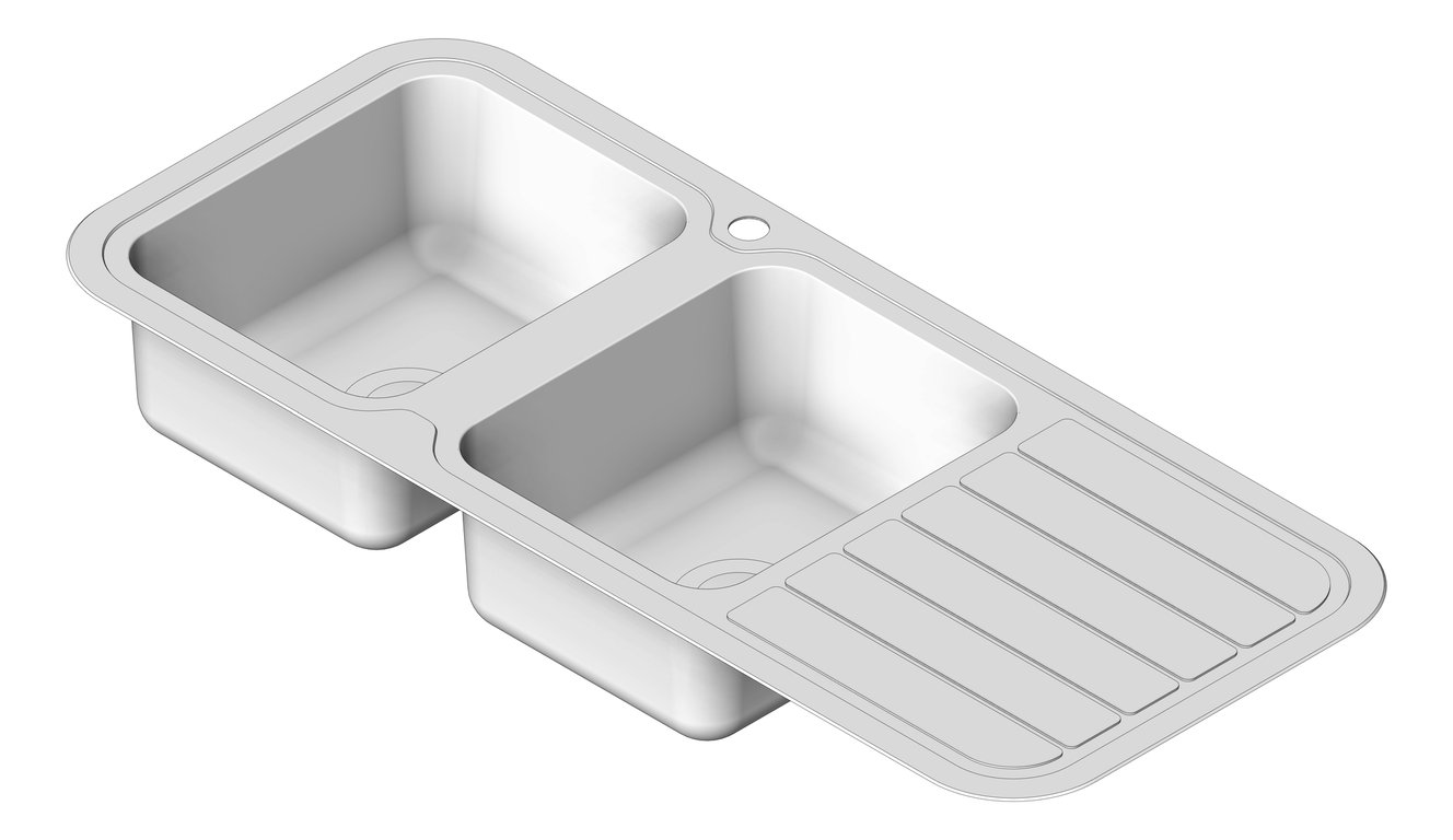 Sink Kitchen Phoenix 1000Series Double Drainer Left