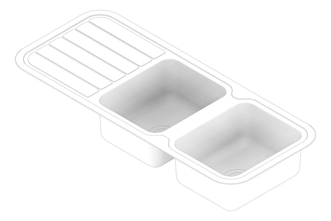 3D Documentation Image of Sink Kitchen Phoenix 1000Series Double Drainer Right