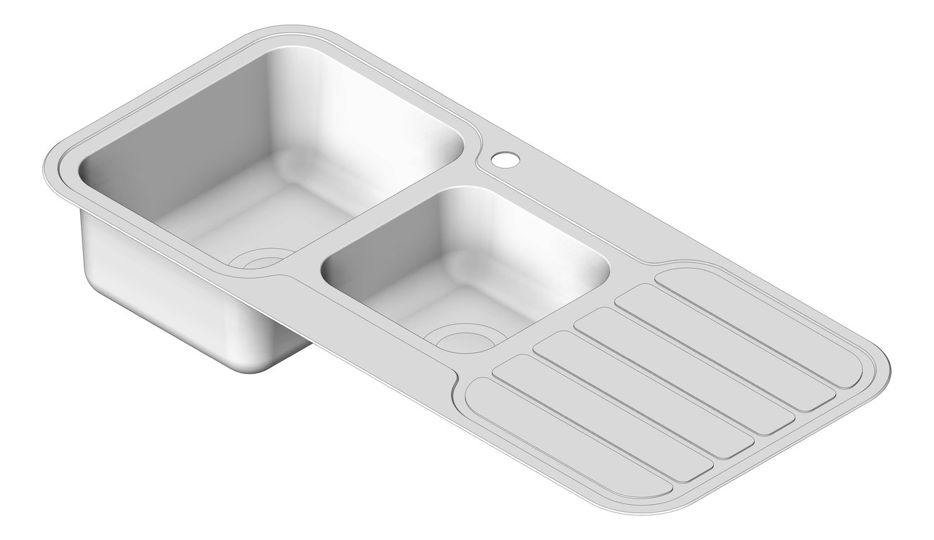 Navigate to Sink Kitchen Phoenix 1000Series OneAndThreeFourth Drainer Left