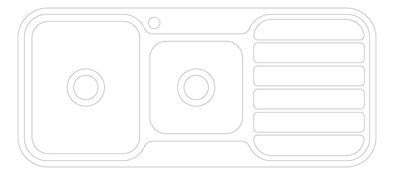 Plan Image of Sink Kitchen Phoenix 1000Series OneAndThreeFourth Drainer Left