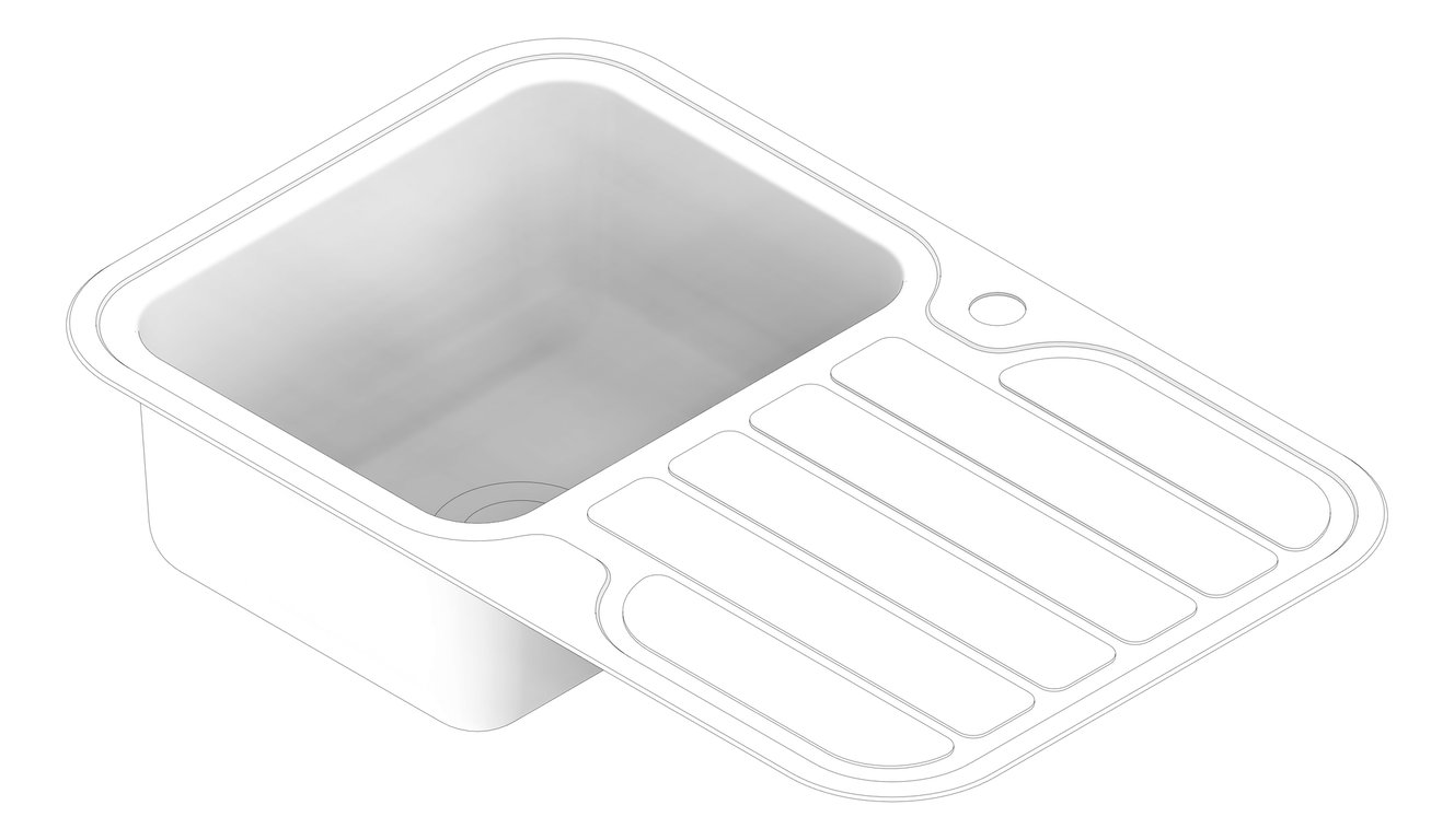 3D Documentation Image of Sink Kitchen Phoenix 1000Series Single Drainer Left