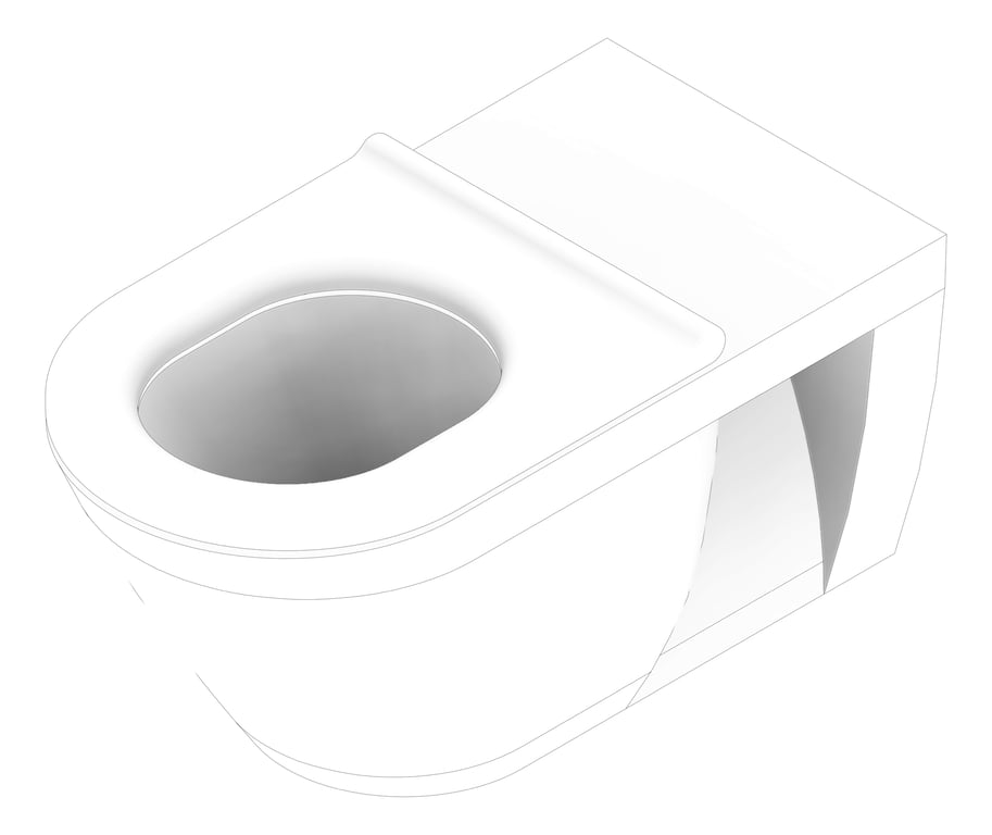 3D Documentation Image of ToiletPan WallHung Plumbline Sfera RearInlet