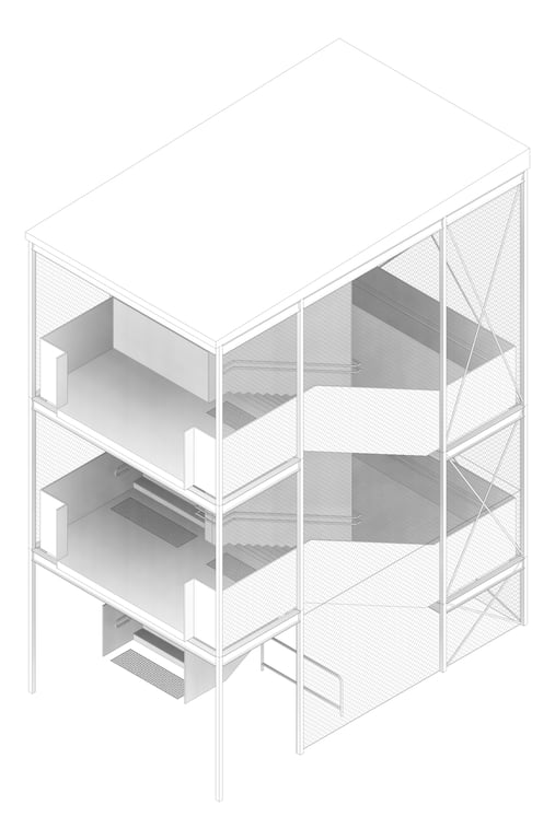 3D Documentation Image of HS/PS403.05 External Stair Type 1 - (Three Levels)