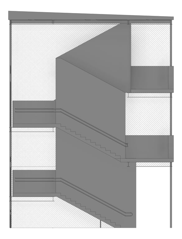 Left Image of HS/PS403.05 External Stair Type 1 - (Three Levels)