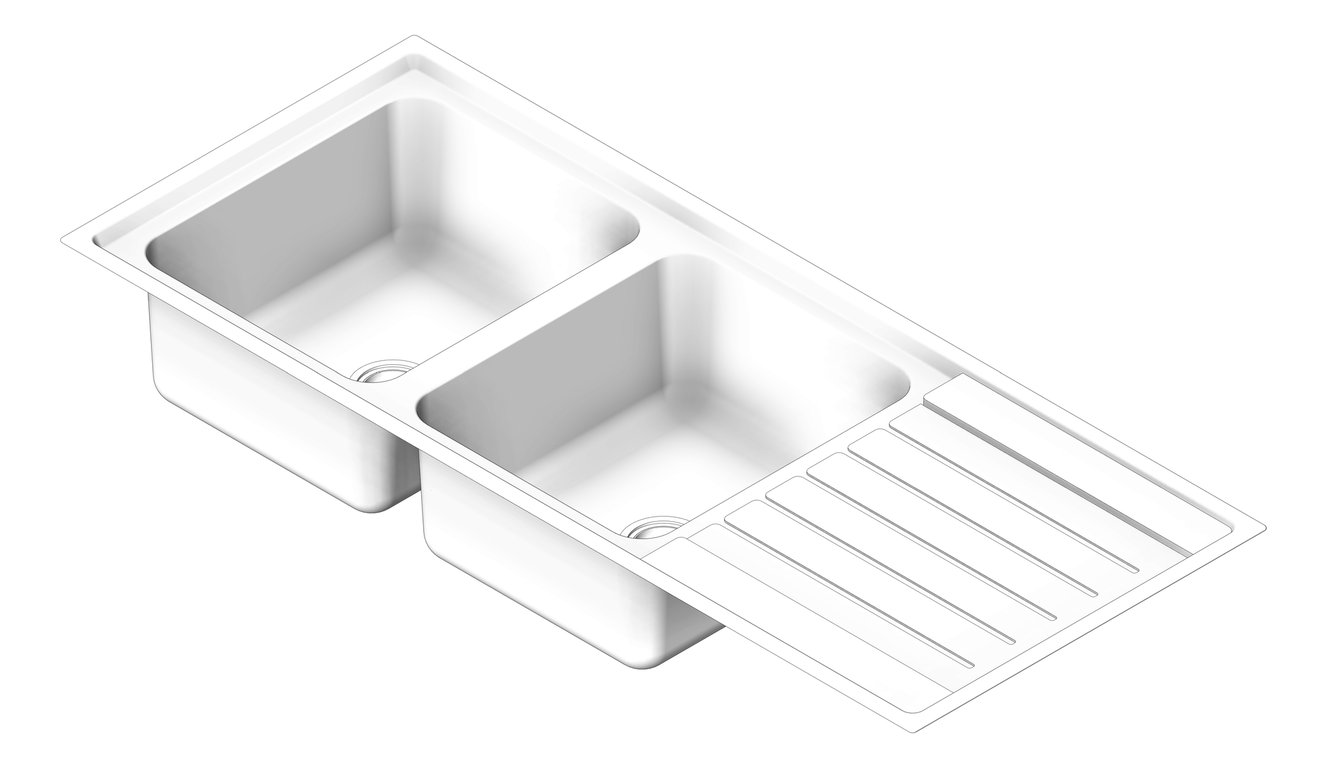 Sink Kitchen Seima Kubic DoubleBowl Drainer Left