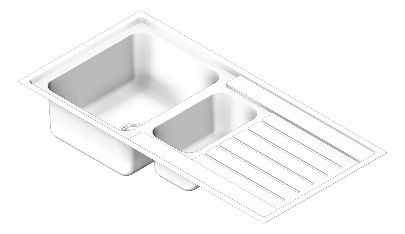 Navigate to Sink Kitchen Seima Kubic OneAndOneFourthBowl Drainer Left