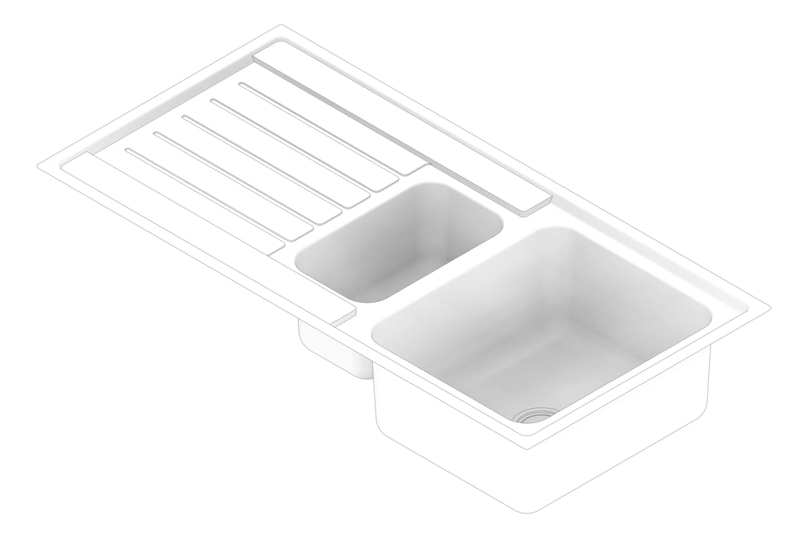 3D Documentation Image of Sink Kitchen Seima Kubic OneAndOneFourthBowl Drainer Right