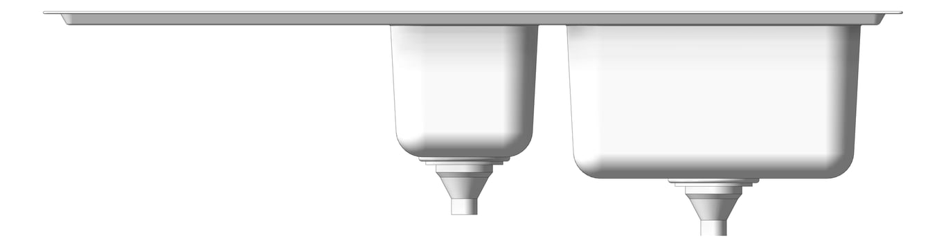 Front Image of Sink Kitchen Seima Kubic OneAndOneFourthBowl Drainer Right