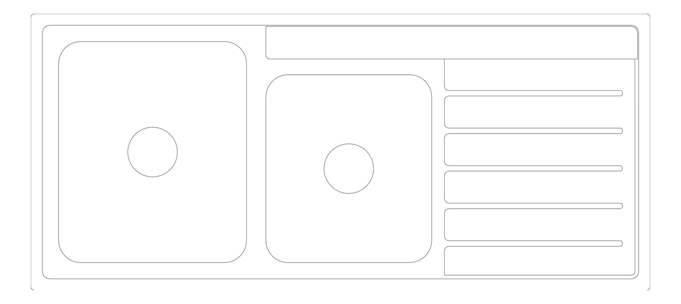 Plan Image of Sink Kitchen Seima Kubic OneAndThreeFourthBowl Drainer Left