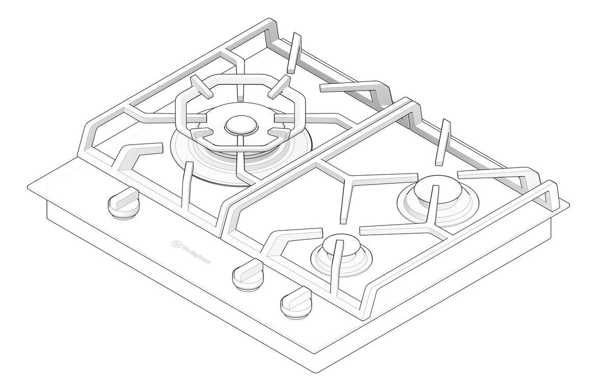 3D Documentation Image of Cooktop Gas Westinghouse 600 Glass