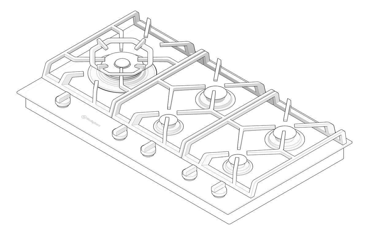 3D Documentation Image of Cooktop Gas Westinghouse 900 Glass