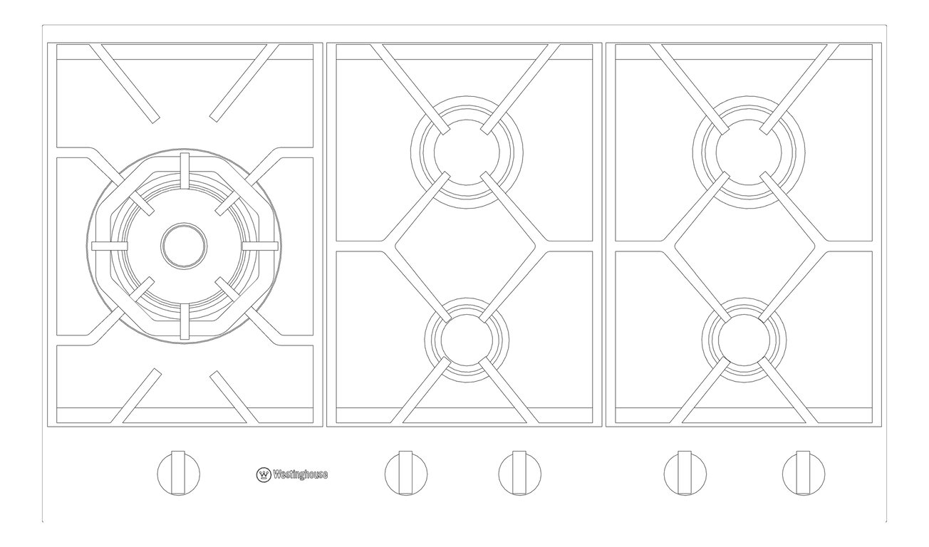 Plan Image of Cooktop Gas Westinghouse 900 Glass