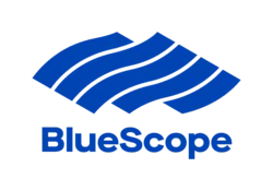 BlueScope logo, indicating a strategic partnership with IGS Group, highlighting their joint expertise in steel production.