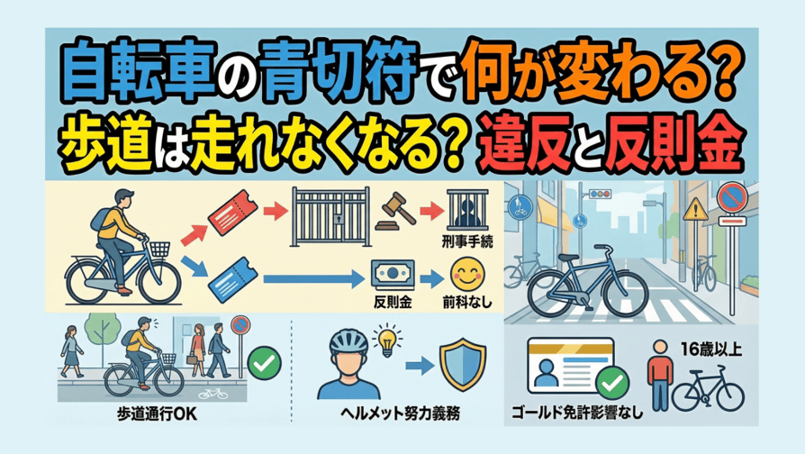 自転車の青切符で何が変わる？歩道は走れなくなる？違反と反則金