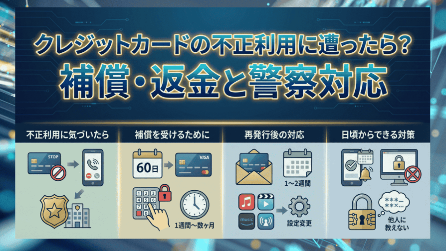 クレジットカードの不正利用に遭ったら？補償・返金と警察対応