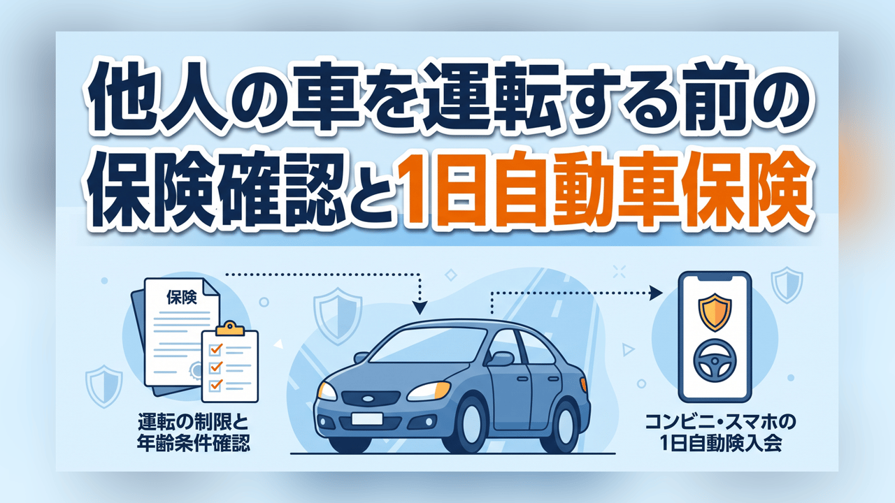他人の車を運転する前の保険確認と1日自動車保険