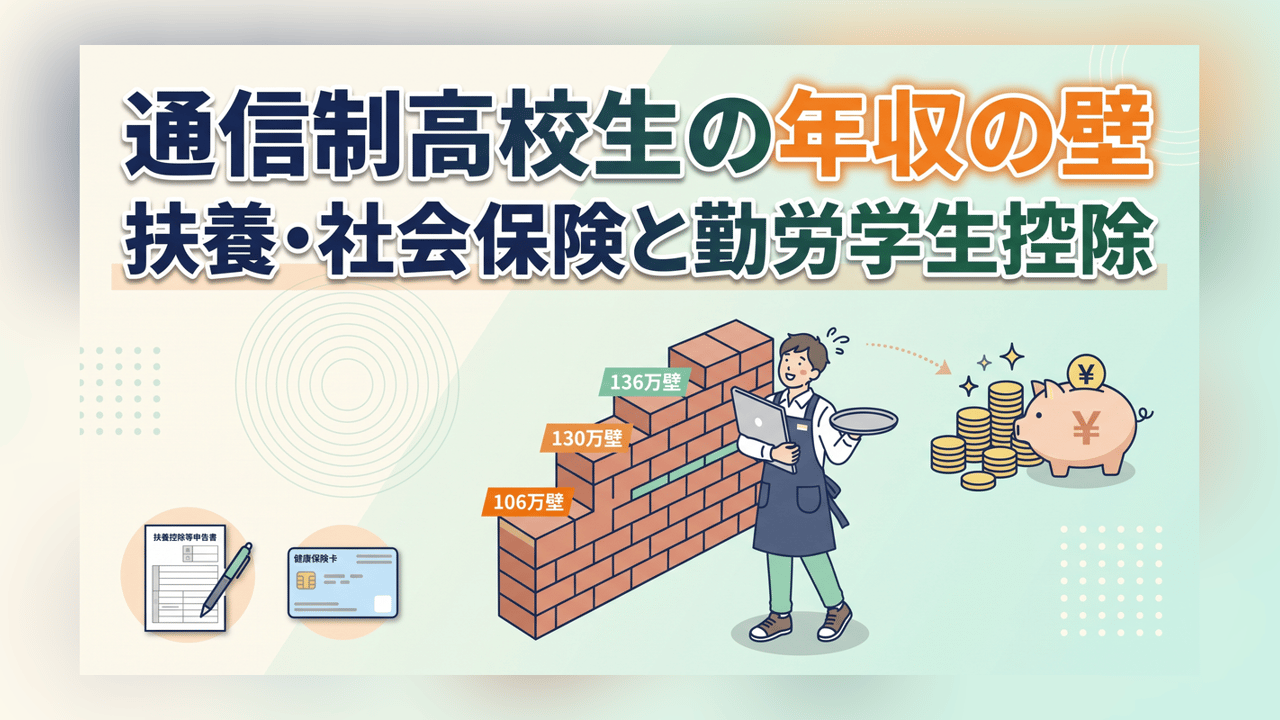通信制高校生の年収の壁〜扶養・社会保険と勤労学生控除