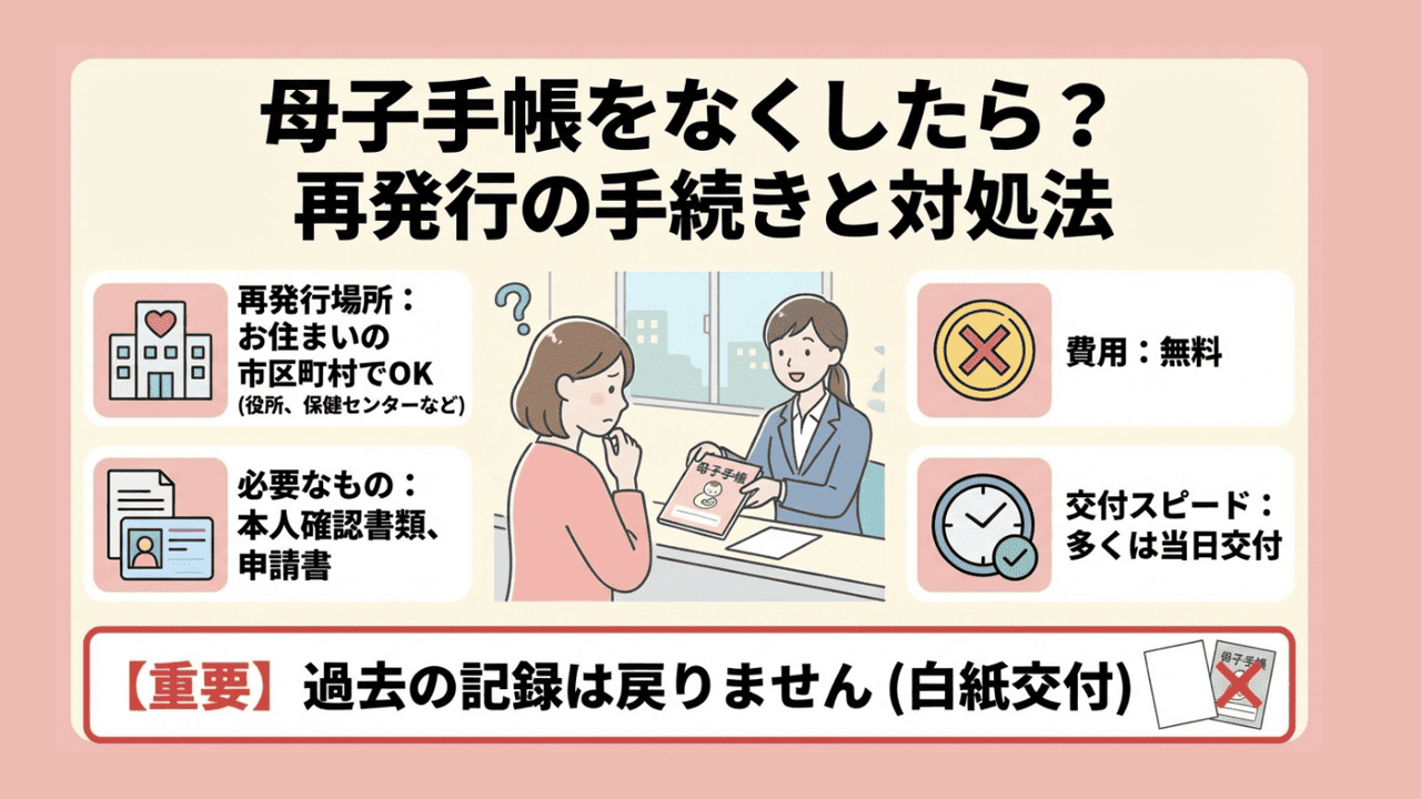 母子手帳をなくしたら？再発行の手続きと対処法