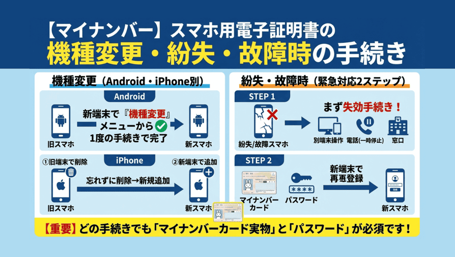 【マイナンバー】スマホ用電子証明書の機種変更・紛失・故障時の手続き