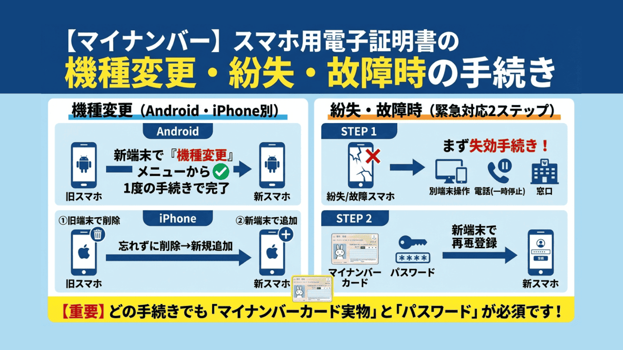 【マイナンバー】スマホ用電子証明書の機種変更・紛失・故障時の手続き