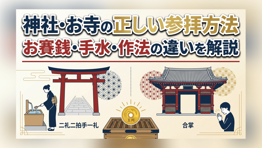 神社・お寺の正しい参拝方法 - お賽銭・手水・作法の違いを解説