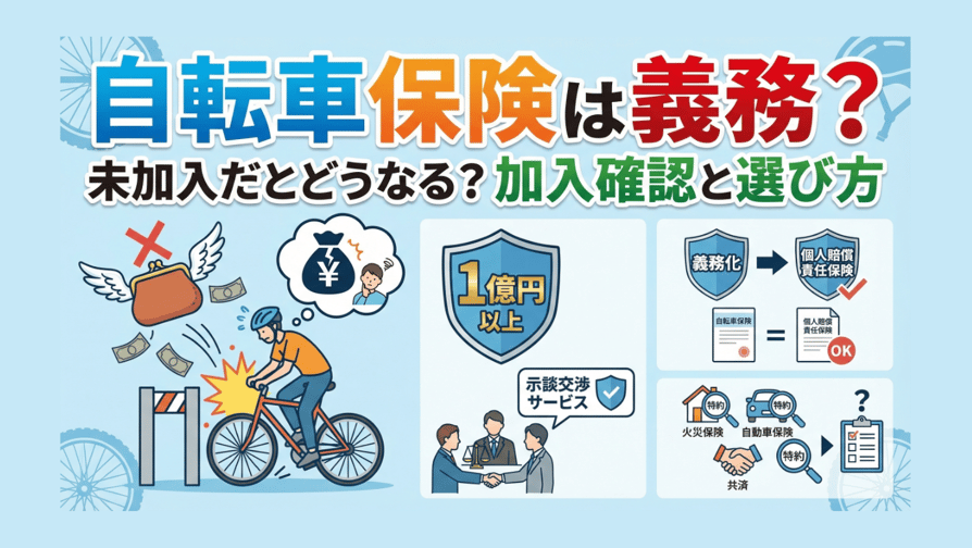 自転車保険は義務？未加入だとどうなる？加入確認と選び方