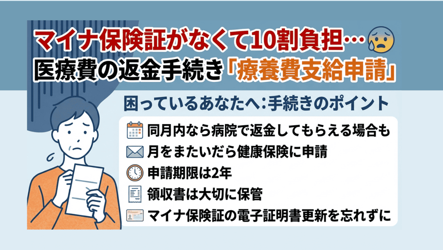 マイナ保険証がなくて10割負担…医療費の返金手続き(療養費支給申請)