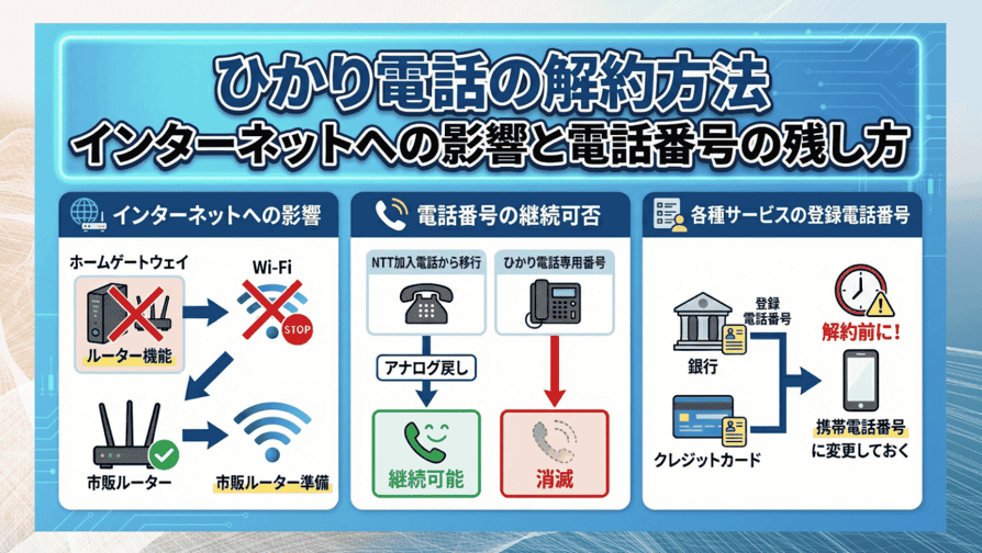 ひかり電話の解約方法 ーインターネットへの影響と電話番号の残し方