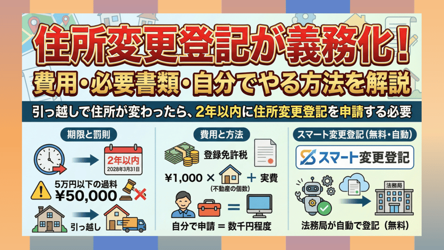 住所変更登記が義務化！費用・必要書類・自分でやる方法を解説