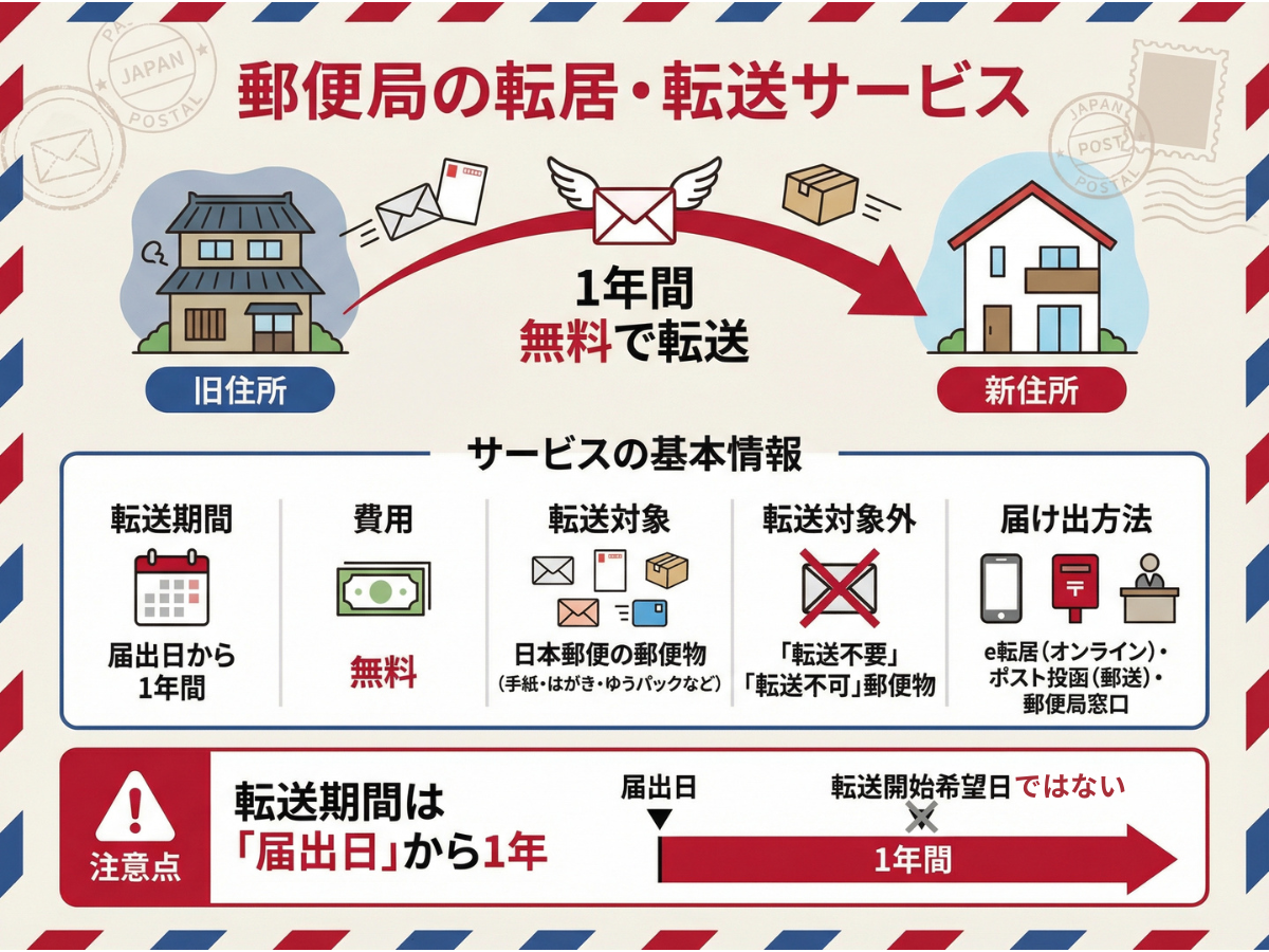 郵便局の転送届の出し方 — e転居の手順・届かないときの対処法 