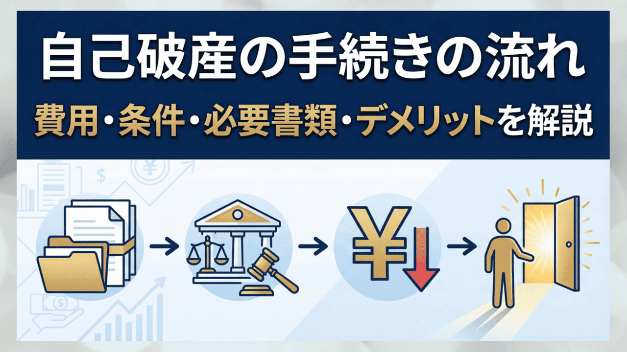 自己破産の手続きの流れー費用・条件・必要書類・デメリットを解説