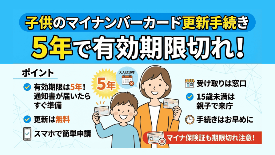子供のマイナンバーカード更新手続き - 5年で有効期限切れ！