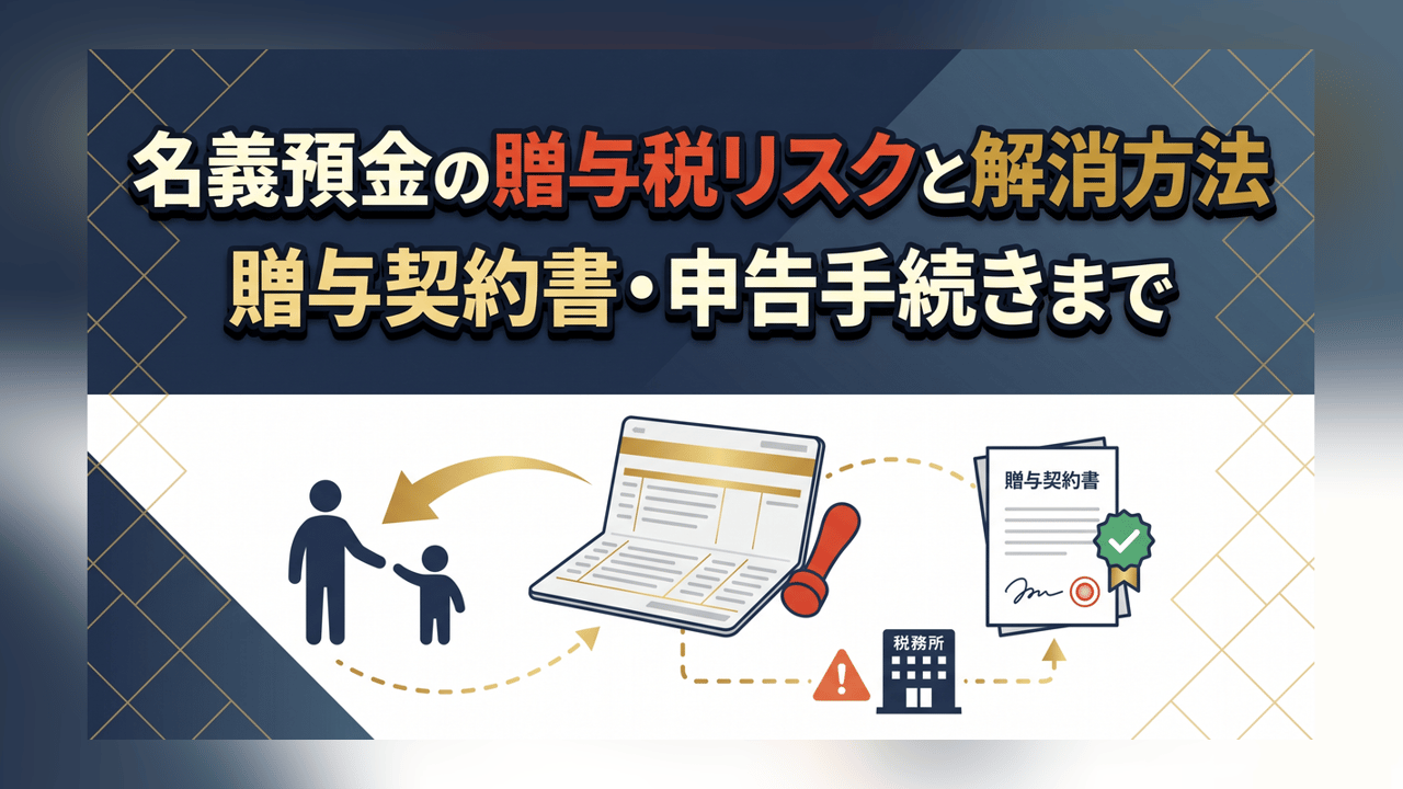 名義預金の贈与税リスクと解消方法 — 贈与契約書・申告手続きまで