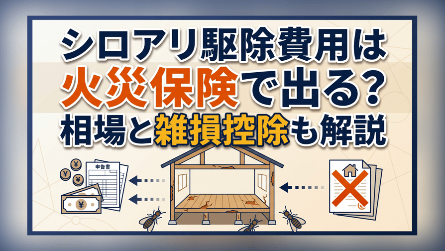 シロアリ駆除費用は火災保険で出る？相場と雑損控除も解説